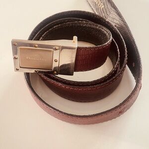 Christian Dior Reversible  Leather Belt with Gold and Silver Buckle